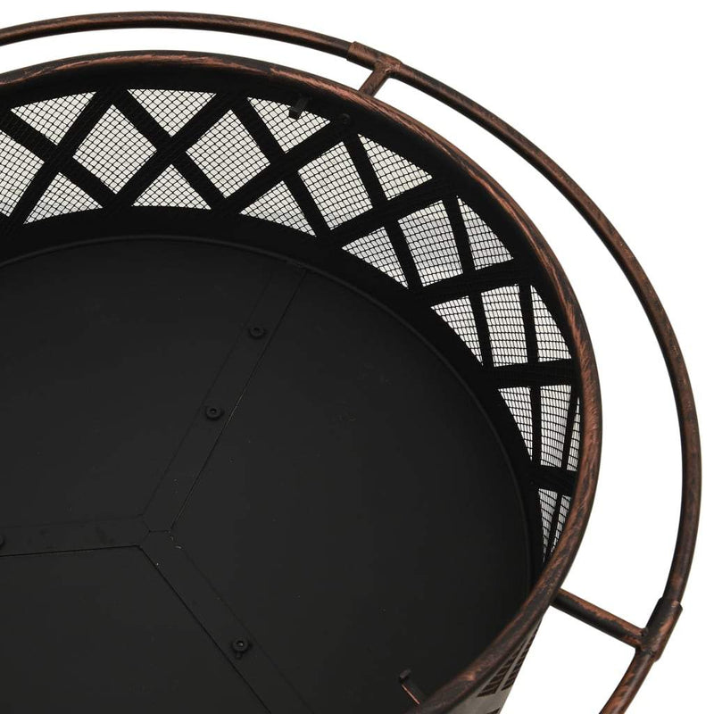 vidaXL Rustic Fire Pit with Poker 29.9 XXL Steel"-5