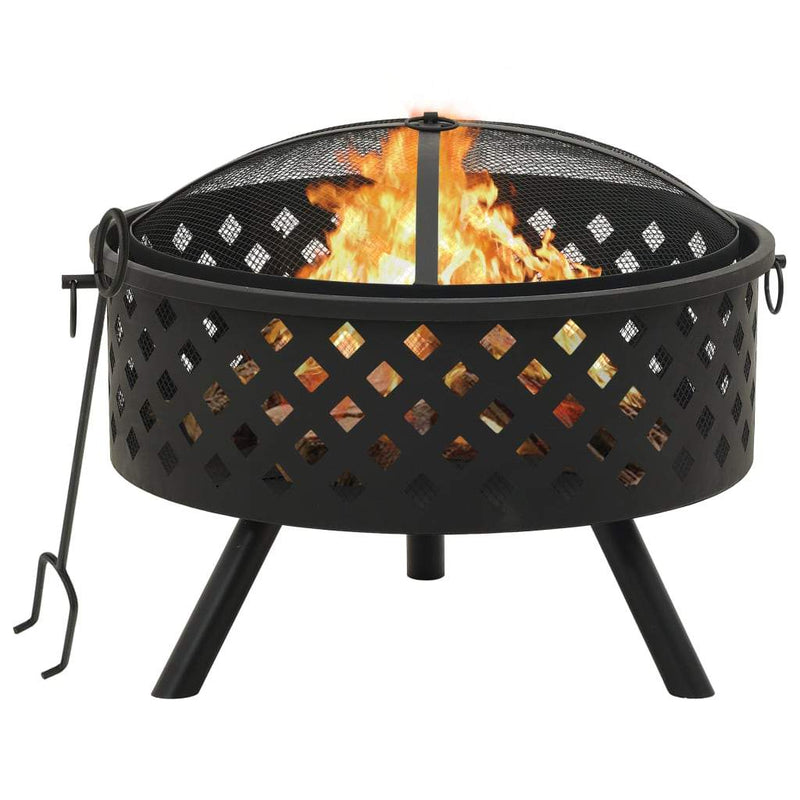 vidaXL Fire Pit with Poker 26.8 XXL Steel"-0