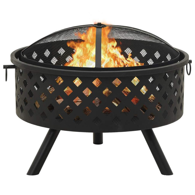 vidaXL Fire Pit with Poker 26.8 XXL Steel"-1