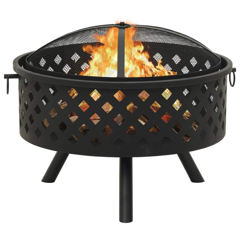 vidaXL Fire Pit with Poker 26.8 XXL Steel"-2