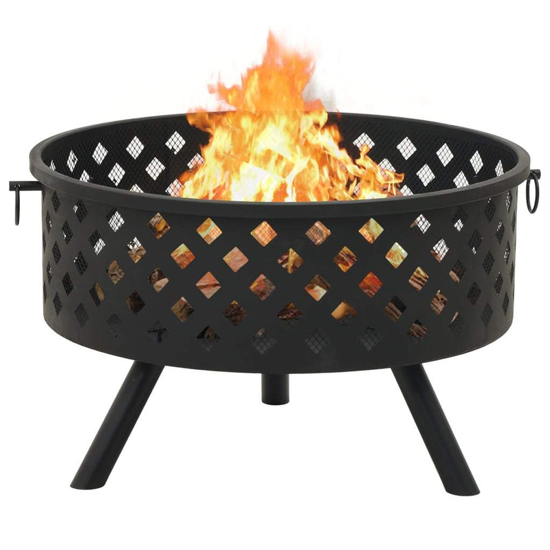 vidaXL Fire Pit with Poker 26.8 XXL Steel"-3