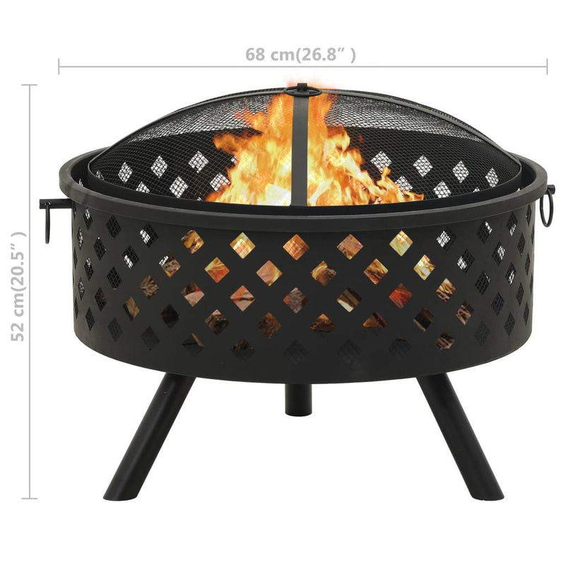 vidaXL Fire Pit with Poker 26.8 XXL Steel"-7