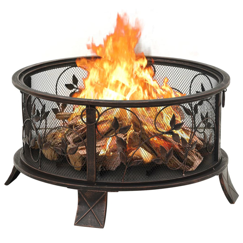 vidaXL Rustic Fire Pit with Poker 26.6" XXL Steel-3