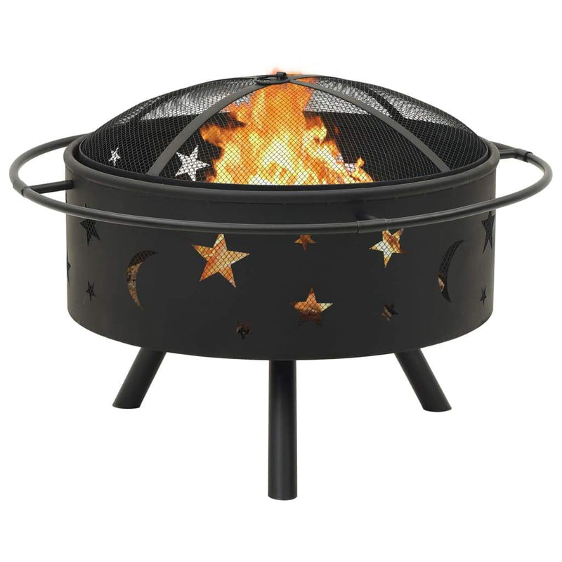 vidaXL Fire Pit with Poker 29.9XXL Steel"-2