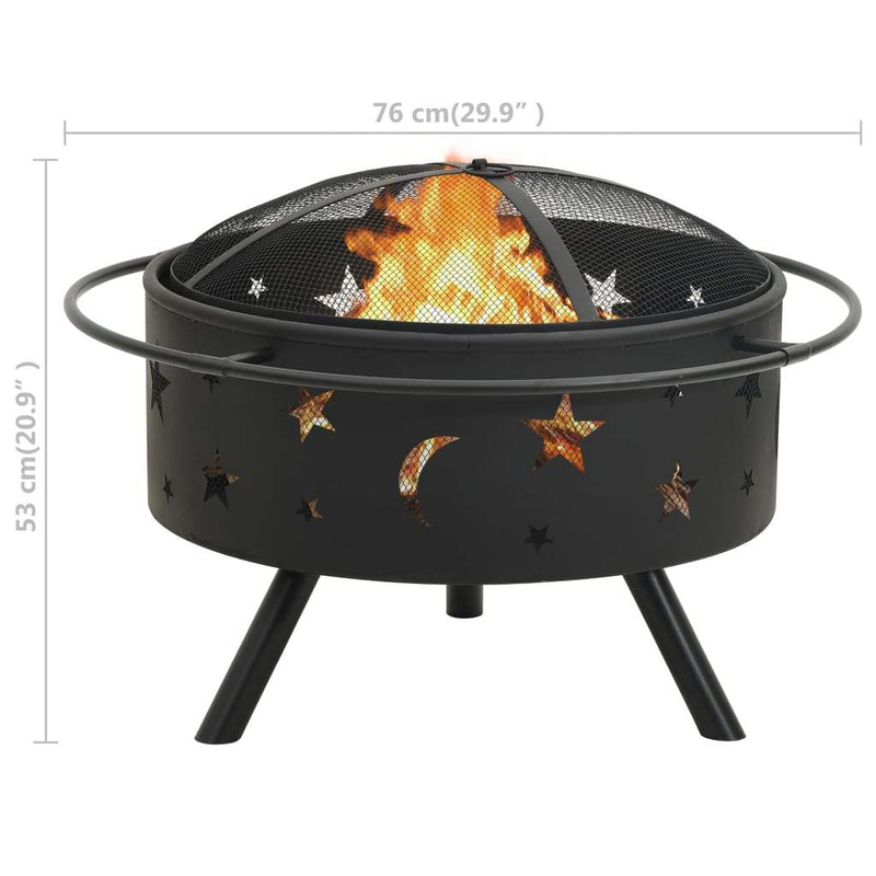 vidaXL Fire Pit with Poker 29.9XXL Steel"-7