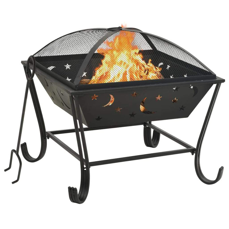 vidaXL Fire Pit with Poker 24.4 XXL Steel"-0