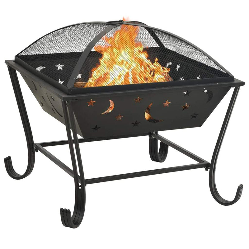 vidaXL Fire Pit with Poker 24.4 XXL Steel"-1