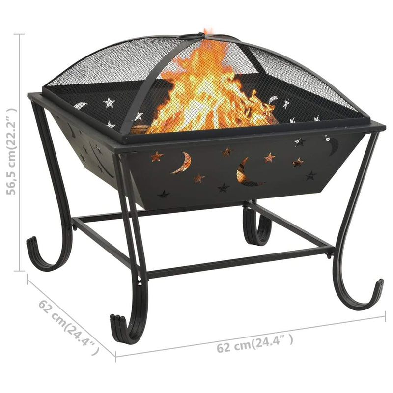 vidaXL Fire Pit with Poker 24.4 XXL Steel"-7