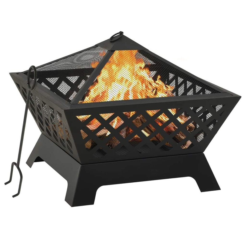 vidaXL Fire Pit with Poker 25.2 XXL Steel"-0