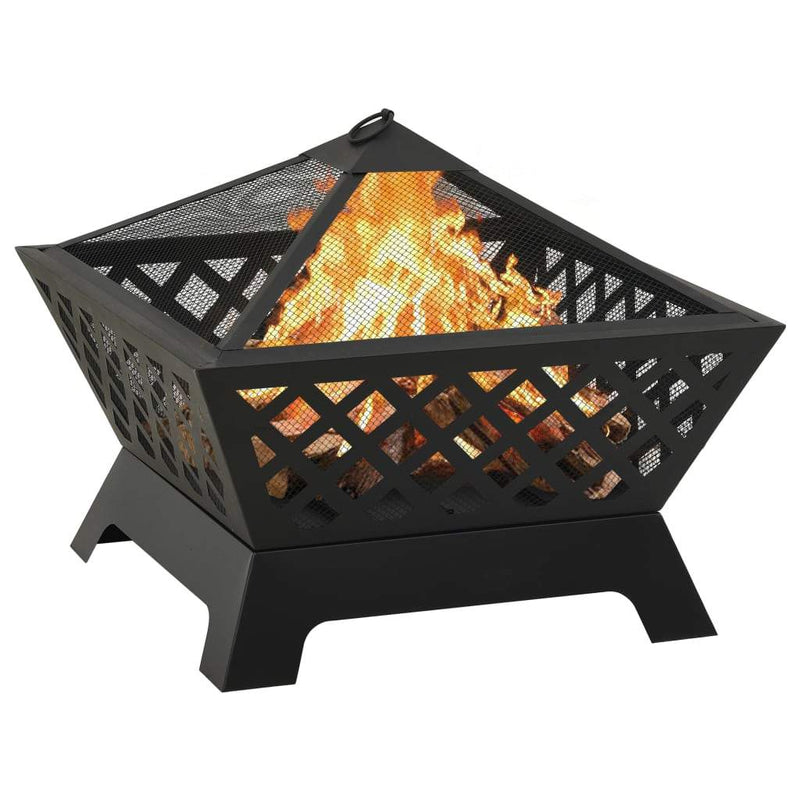 vidaXL Fire Pit with Poker 25.2 XXL Steel"-1