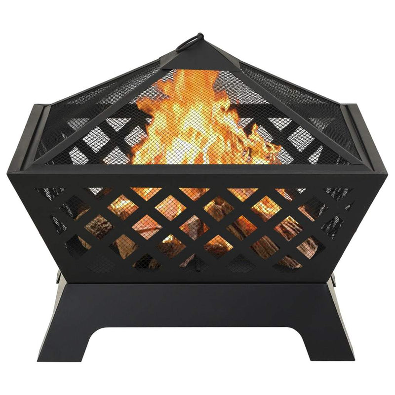 vidaXL Fire Pit with Poker 25.2 XXL Steel"-2