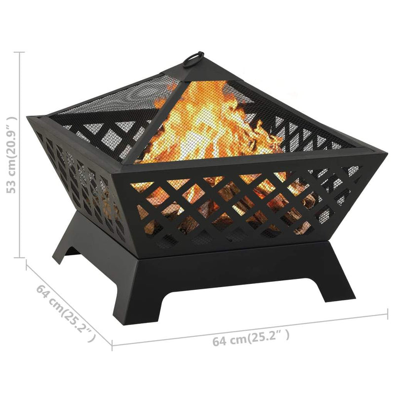 vidaXL Fire Pit with Poker 25.2 XXL Steel"-7