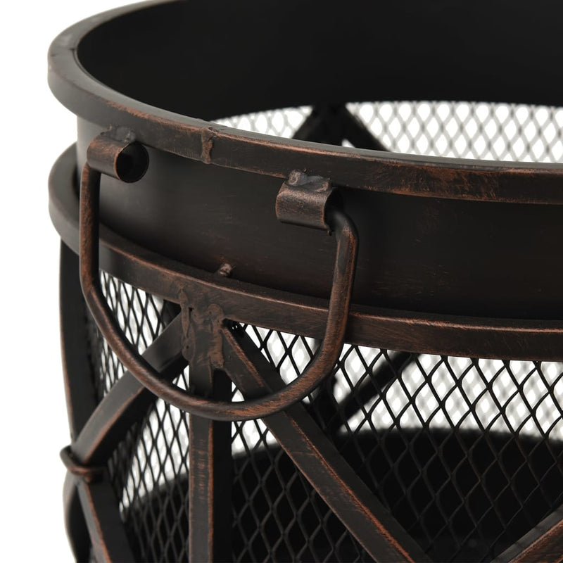 vidaXL Rustic Fire Pit with Poker Ø16.5"x21.3" Steel-6