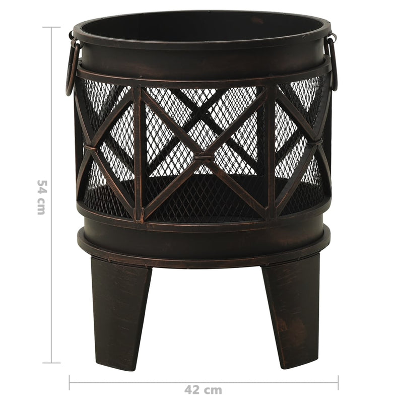 vidaXL Rustic Fire Pit with Poker Ø16.5"x21.3" Steel-9