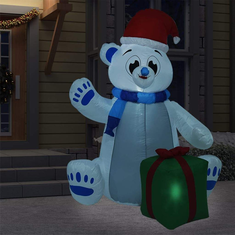 vidaXL Christmas Inflatable Polar Bear LED Indoor&Outdoor Decoration 0.7"/0.9"-3