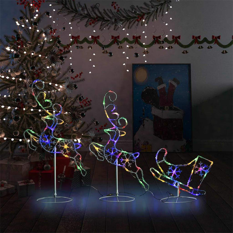 vidaXL Acrylic Christmas Flying Reindeer&Sleigh Holiday Xmas Multi Colors-6