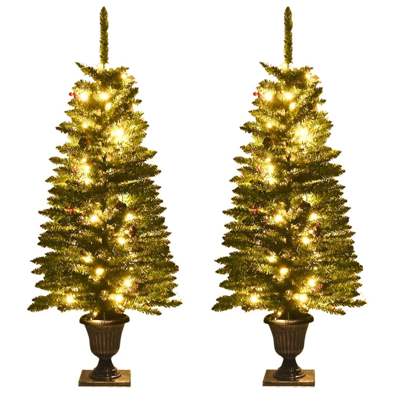 vidaXL Artificial Christmas Trees 2 pcs with Wreath, Garland and LEDs-1