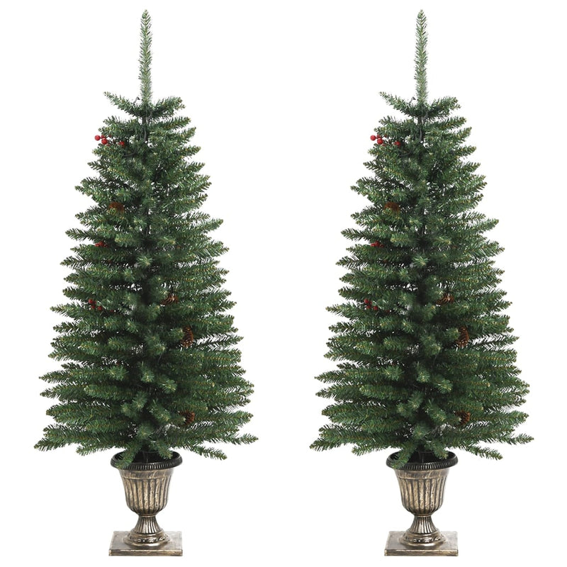 vidaXL Artificial Christmas Trees 2 pcs with Wreath, Garland and LEDs-2