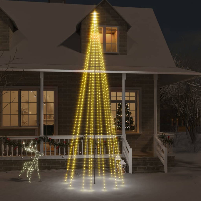 vidaXL Christmas Tree on Flagpole Warm White 732 LEDs 196.9"-0