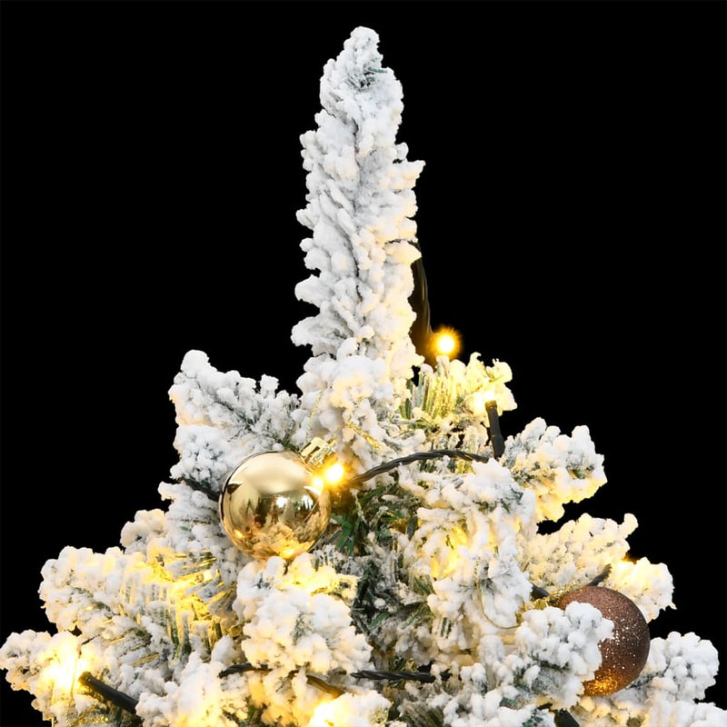 vidaXL Artificial Hinged Christmas Tree 150 LEDs & Ball Set 59.1""-0