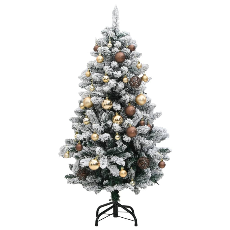 vidaXL Artificial Hinged Christmas Tree 150 LEDs & Ball Set 59.1""-2