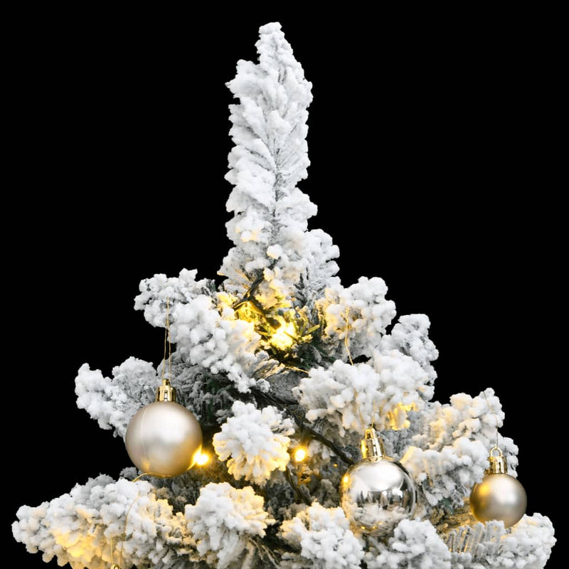 vidaXL Artificial Hinged Christmas Tree 150 LEDs & Ball Set 47.2""-0