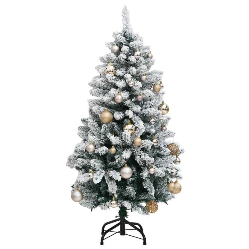 vidaXL Artificial Hinged Christmas Tree 150 LEDs & Ball Set 47.2""-2