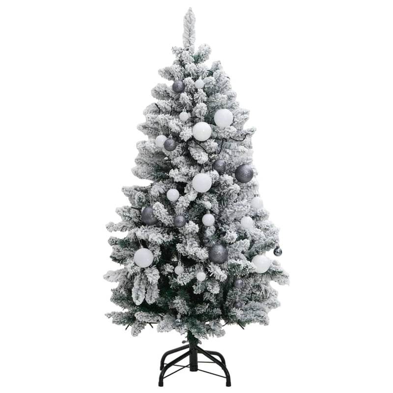 vidaXL Artificial Hinged Christmas Tree 150 LEDs & Ball Set 59.1""-2