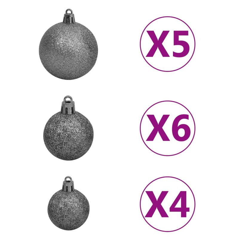 vidaXL Artificial Hinged Christmas Tree 150 LEDs & Ball Set 59.1""-6