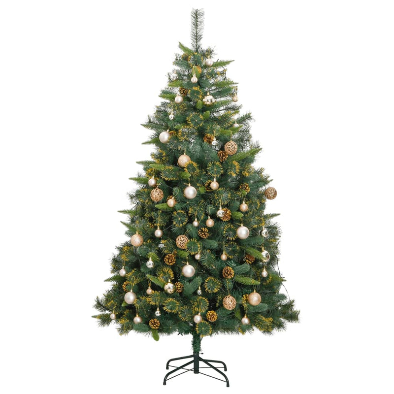 vidaXL Artificial Hinged Christmas Tree 300 LEDs & Ball Set 82.7""-2