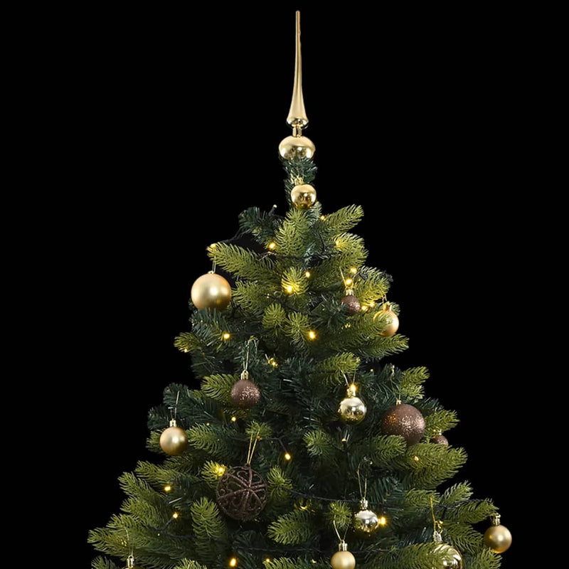 vidaXL Artificial Hinged Christmas Tree 300 LEDs & Ball Set 70.9""-0