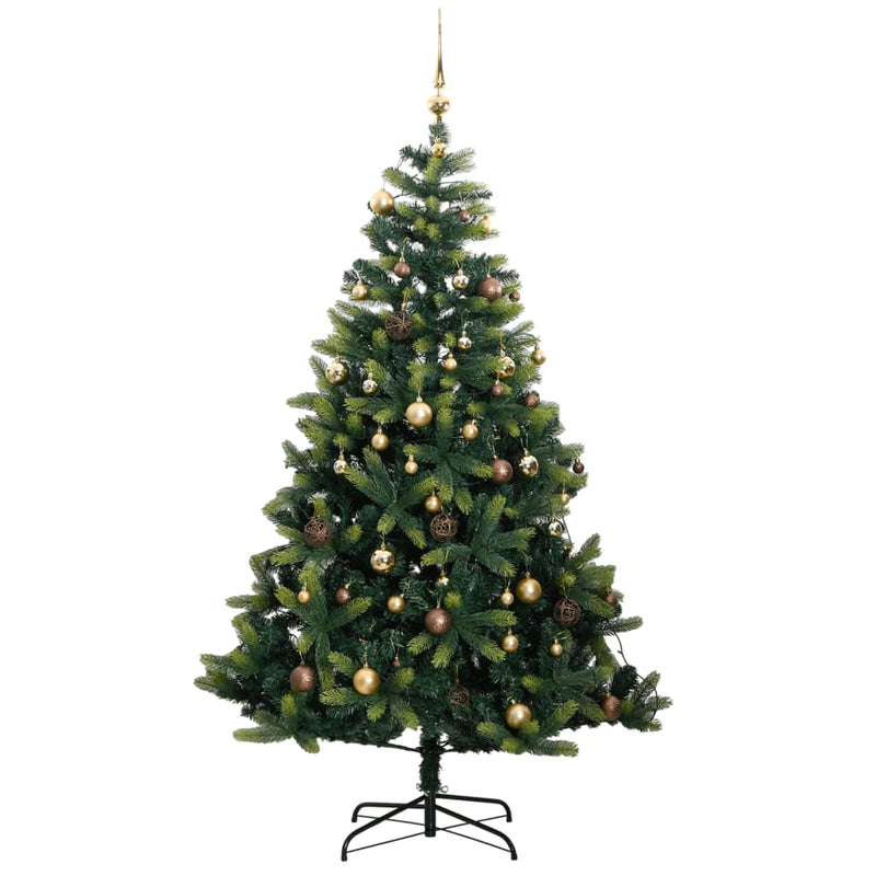 vidaXL Artificial Hinged Christmas Tree 300 LEDs & Ball Set 70.9""-2