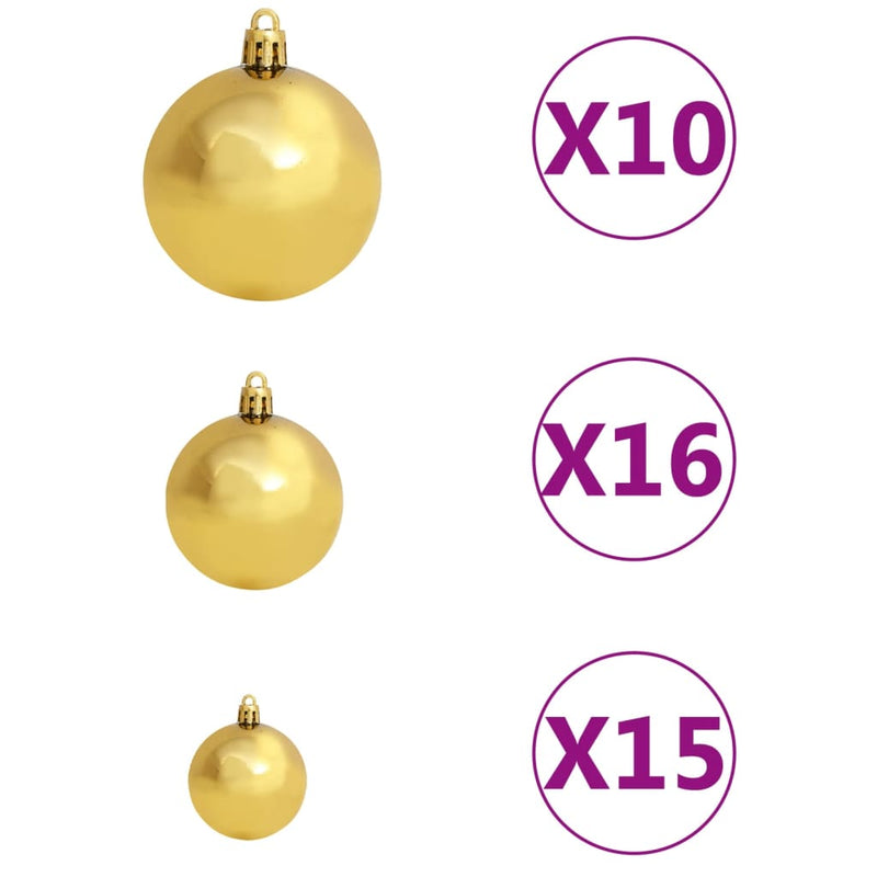 vidaXL Artificial Hinged Christmas Tree 300 LEDs & Ball Set 70.9""-6