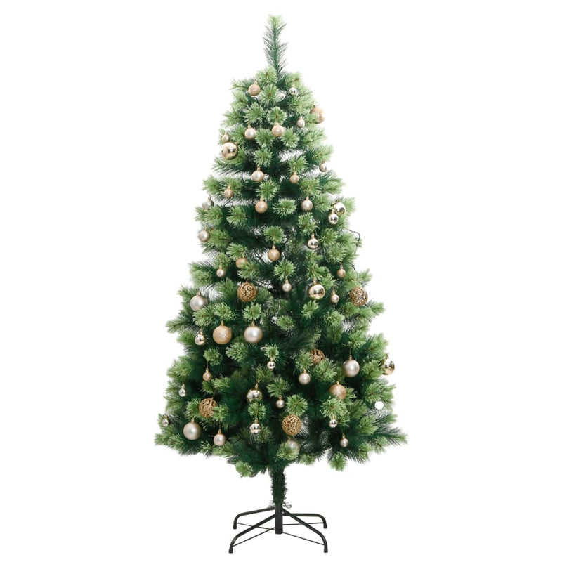 vidaXL Artificial Hinged Christmas Tree 300 LEDs & Ball Set 70.9""-2