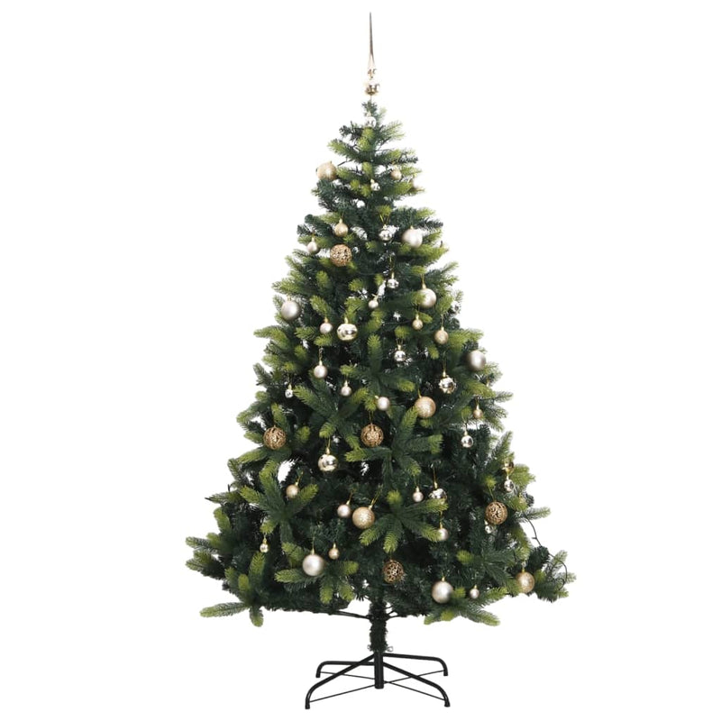 vidaXL Artificial Hinged Christmas Tree 300 LEDs & Ball Set 82.7""-2