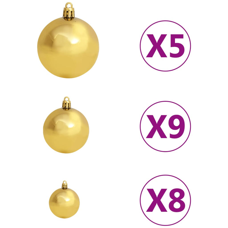 vidaXL Artificial Hinged Christmas Tree 150 LEDs & Ball Set 59.1""-6