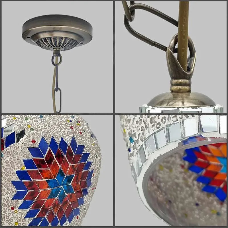 Hanging Handmade Hurricane Mosaic Pendant Lamps Antique Moroccan Ceiling Light~4969-4