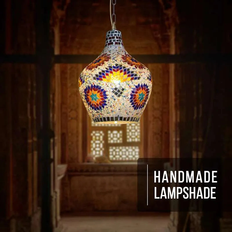 Hanging Handmade Hurricane Mosaic Pendant Lamps Antique Moroccan Ceiling Light~4969-7