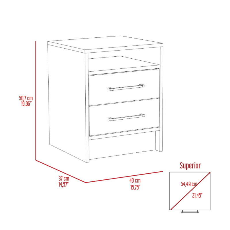 Nightstand Cartiz, Two Drawers, Smokey Oak Finish-7