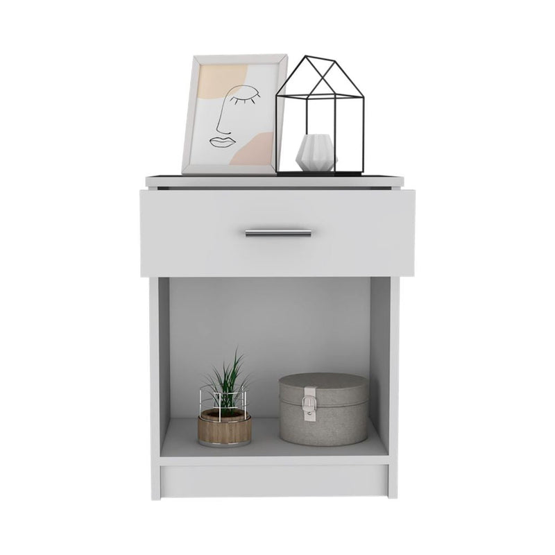 Nightstand Coco, Single Drawer, Lower Shelf, White Finish-2