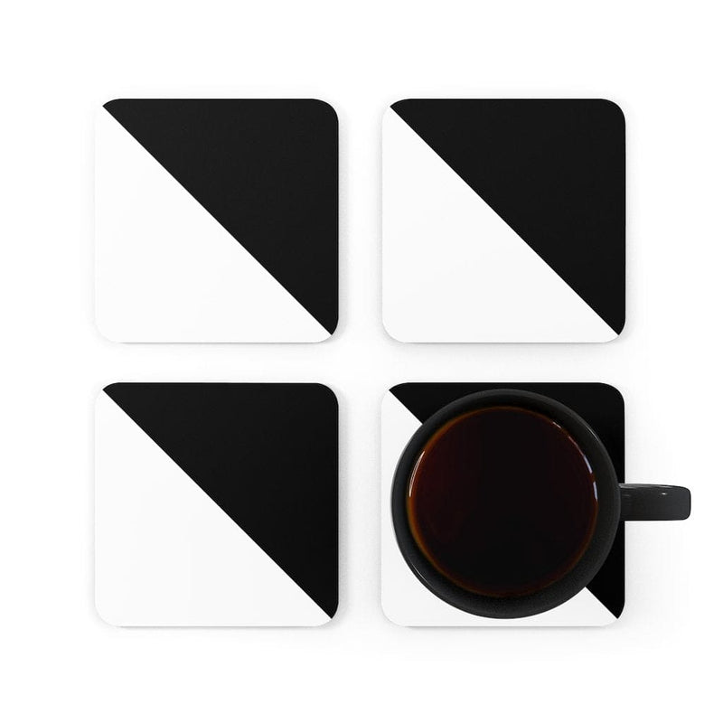 Corkwood Coaster 4 Piece Set, Black & White Geometric Style Coasters-5