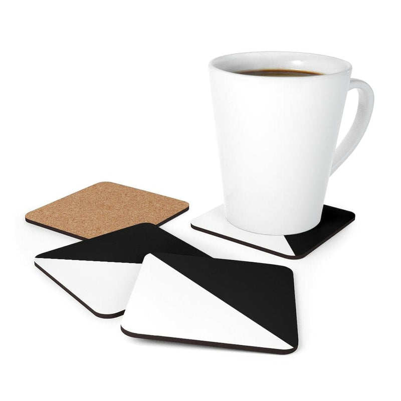 Corkwood Coaster 4 Piece Set, Black & White Geometric Style Coasters-4