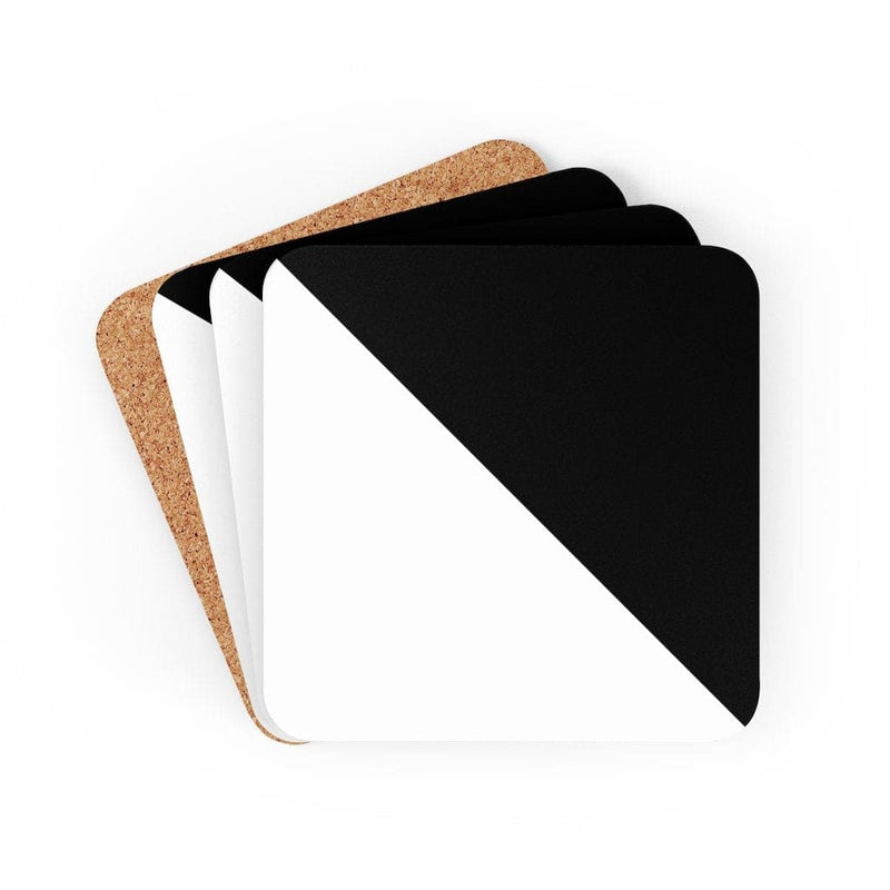 Corkwood Coaster 4 Piece Set, Black & White Geometric Style Coasters-0