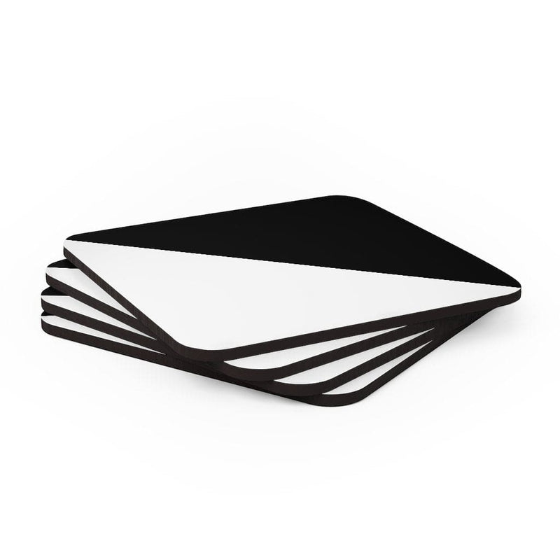 Corkwood Coaster 4 Piece Set, Black & White Geometric Style Coasters-3