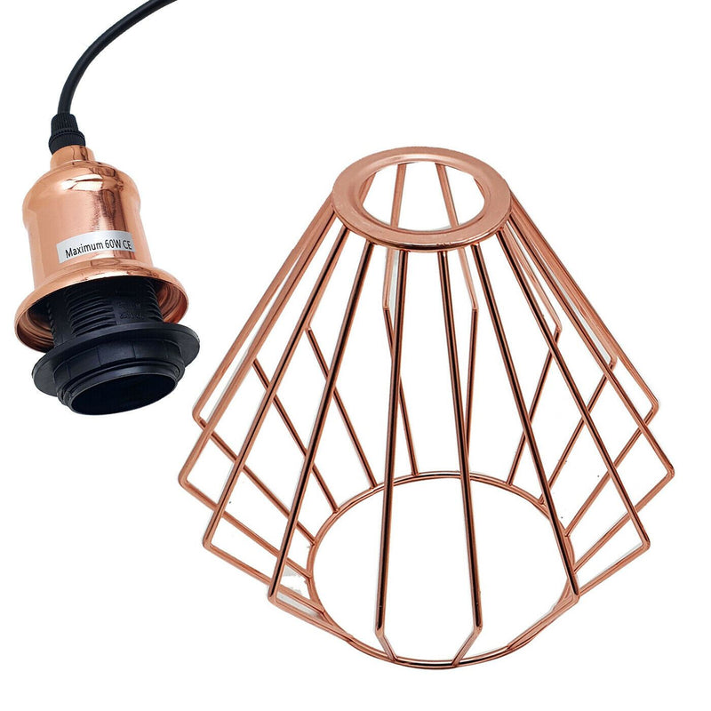 Vintage Industrial Metal Diamond Cage Ceiling Pendant Light Modern Hanging Lamps~1357-7