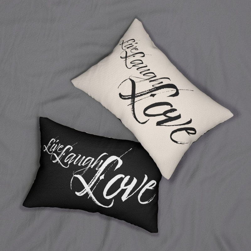 Decorative Throw Pillow - Double Sided / Live Laugh Love - Beige Black-4