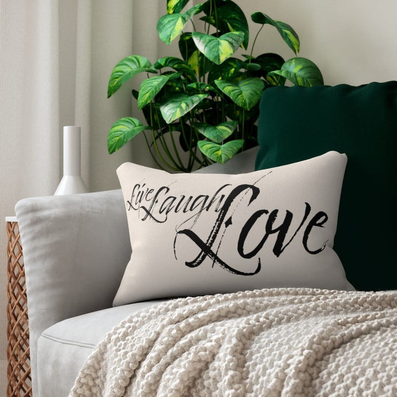 Decorative Throw Pillow - Double Sided / Live Laugh Love - Beige Black-0