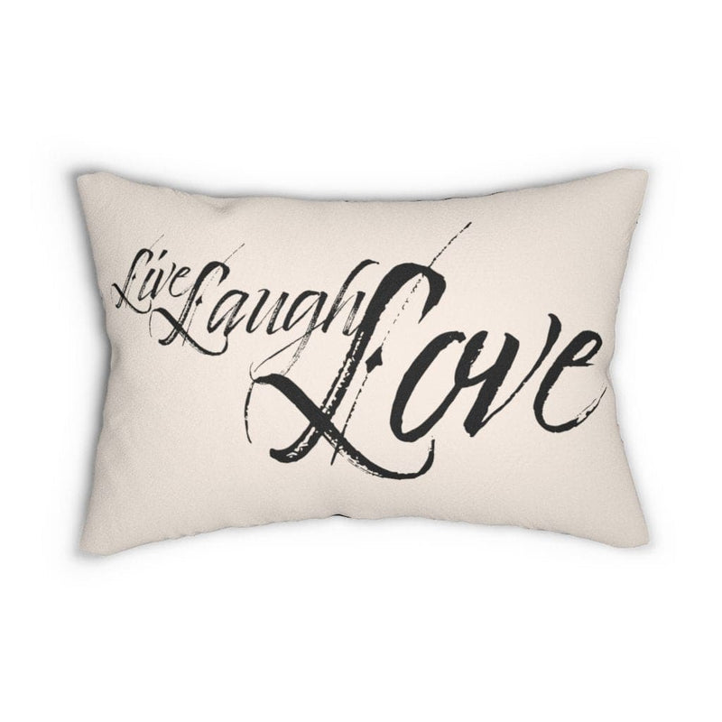 Decorative Throw Pillow - Double Sided / Live Laugh Love - Beige Black-1