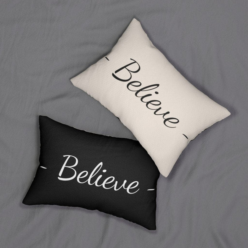 Decorative Throw Pillow - Double Sided Sofa Pillow / Believe - Beige Black-1