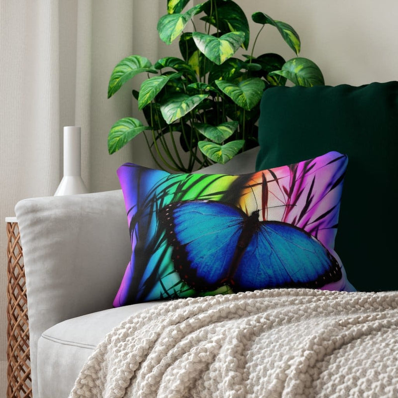 Decorative Throw Pillow - Double Sided Sofa Pillow / Blue Butterfly-0